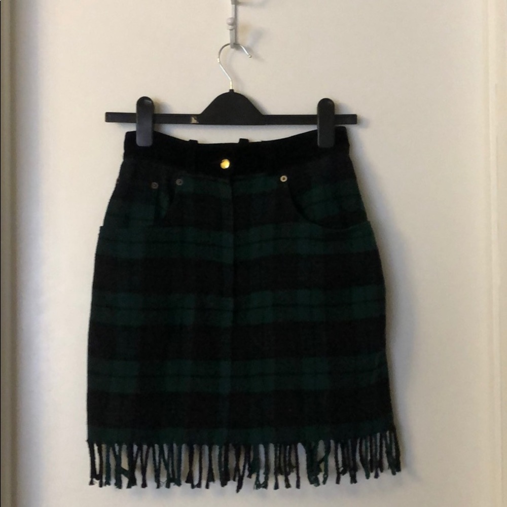 Plaid fringe skirt